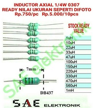 AXIAL INDUCTOR INDUKTOR 1/4WATT DETIL NILAI ADA 12 UKURAN CEK DIFOTO