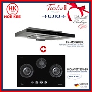 (BUNDLE) Fujioh MS-1990R GBK Slim Hood + Turbo Incanto T773GV-BK  3-burners Glass Hob