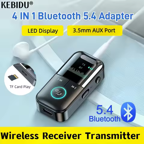 Bluetooth 5.4 Adapter Transmitter Receiver Wireless Audio For Car Music Headphone Speaker PC TV 200m