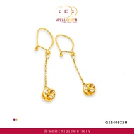 WELL CHIP Hollowed Out Rose Shaped Gold Earring- 916 Gold/Anting-anting Emas - 916 Emas