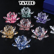 YAYEEO Crystal Lotus Flower Figurine, Paperweight Table Ornaments Multi-Color Lotus Flower Ornament,