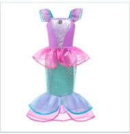 ZZOOI Little Mermaid Dress Girl Disney Princess Ariel Costume Carnival Luxury Embroidery Sequin Froc