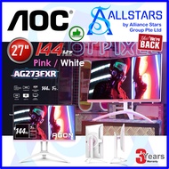 (ALLSTARS : PROMO) AOC AG273FXR Pink / White / AOC AG273 Full HD Gaming Monitor / 144Hz / 1ms MPRT / FreeSync / HDR / VGA x 1, HDMI 2.0 x 2 (HDR), DisplayPort 1.4 x 1 (HDR) / Audio Out / VESA Mount Compatible 75x75mm (Warranty 3years on-site with AOC SG)