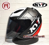 HELM KYT DJ MARU #17 MATT BLACK RED FLUO|HALF FACE