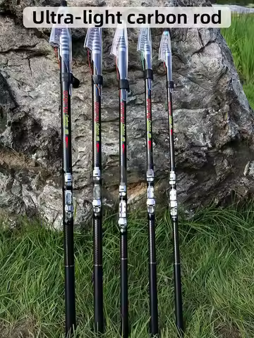 2.7M 3.6M 4.5M 5.4M 6.3M 7.2M Carbon Telescopic Rock Fishing Rod Ultra Light Rod Lure Carp Travel Oc