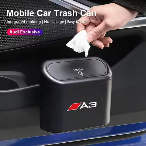 Portable Car Interior Trash Can Mobile Garbage Can With Lid For Audi A3 A4 A5 A6 A7 A1 A2 A8 Q1 Q2 Q