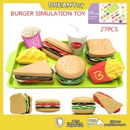 DREAMToy 27pcs berpura-pura bermain makanan Set mainan rumah Sandwich kentang goreng Burger simulasi