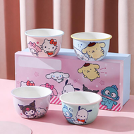 Sanrio | ซานริโอ 4 ชิ้น ชุดชามเซรามิคลายการ์ตูนคุโรมิ น่ารัก สำหรับเด็ก ทานบะหมี่ สลัด ข้าว ของใช้ใน