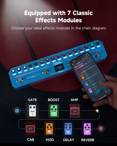FLAMMA FG200 Intelligent Multi Effects Guitar Pedal with 40 Presets, 52 Amp Models 16 CAB Simulation