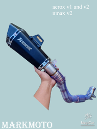 Aerox v1 and v2 Akrapovic Pipe full set
