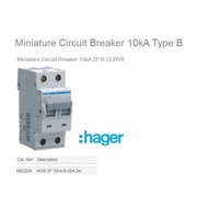 MCB 2P 10kA B-20A 2M NB220A HAGER