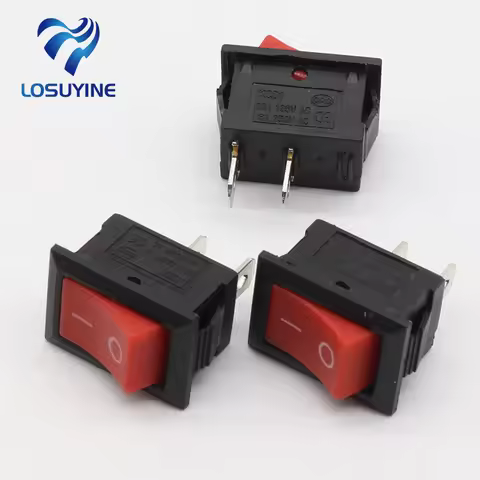 10pcs 15*21MM KCD1-101 AC 6A 250V 2 Pin ON/OFF I/O SPST Snap in Mini Red Button Boat Rocker Switch