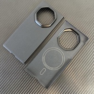 เคสโทรศัพท์มือถือแบบพับได้ 3 ครั้งบางเฉียบด้วยคาร์บอนไฟเบอร์และอะลูมิเนียมสำหรับ Huawei Mate XT พร้อ