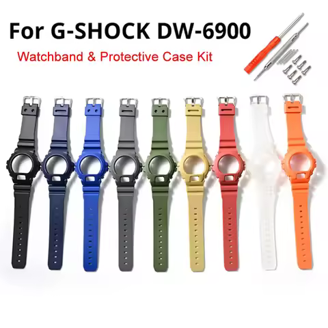 Resin Sport Watch Strap Bezel for Casio G-SHOCK DW-6900 DW-6600 DW-3230 Men Waterproof TPU Rubber Ba