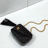 莉亞精品♡Chanel 流蘇相機包Vintage 黑 二手美包