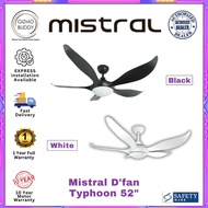 🛠️EXPRESS INSTALLATION AVAILABLE🛠️ Mistral D'Fan Typhoon 52" 5 Blades Ceiling Fan With 3-Tone LED Light And Remote Control