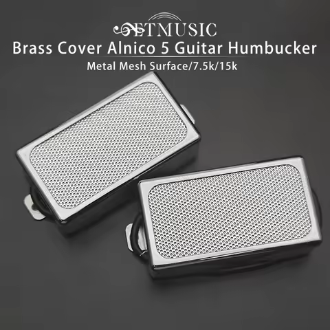 New Brass Cover Alnico 5 LP Style Guitar Humbucker Metal Mesh Surface Pickup 4 Coil Cable 7.5k/15k C