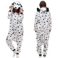 Adult Dalmatians Cosplay Costume Cartoon Spotted Dog Onesie Jumpsuit Animal One-piece Bodysuit Hallo