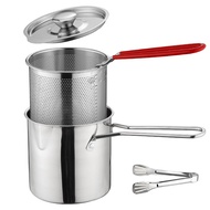 กระทะ การปรุงอาหารที่ประหยัดเวลา ทําความสะอาดง่ายและรวดเร็ว กระทะทอด ตัวกรองละเอียด สแตนเลส 304