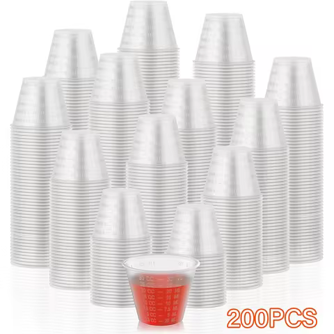 200-Pack of 1-Ounce Disposable Medicine Cups, 1-Ounce Plastic Medicine Cups, Suitable for Mixing Pil