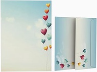 paperandpicture Set "Love is in the Air" - 50 Sheets DIN A4 Writing Paper & 50 DIN Long Envelopes, H