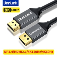 Unn 8K60Hz 4K120Hz DP to HDMI Cable Displayport 1.4 to HDMI 2.1 Adapter for TV Box Computer Laptop to TV Monitor Project