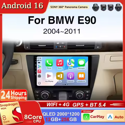 Android 16 Carplay Android auto Car Radio Multimedia Video Player Navigation HeadUnit For BMW 3 Seri