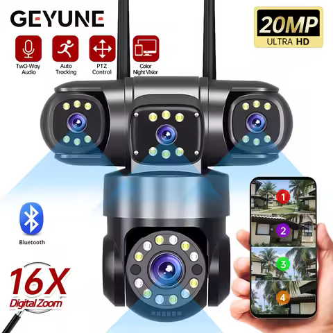 20MP WiFi IP Camera Four Lens Four Screens Outdoor PTZ Camera IP66 Waterproof Night Vision Two-Way A