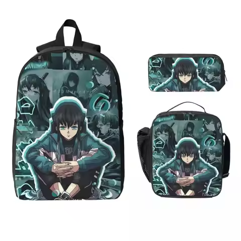 Muichiro Tokito Backpack Student Boys Girls BookBag School Bag Laptop Shoulder Bags 3ps Insulated Lu