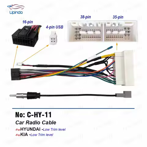 Car Stereo Power Cable Connector Adapter Android Radio Wiring Harness for Hyundai Celesta I10 I20 KI