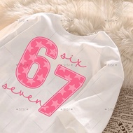 【220G 100%Cotton】SISI Women's Pink Star Print Short Sleeve T-shirt