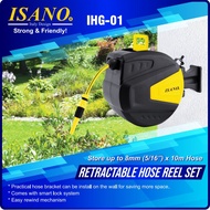 ISANO 10M Wall Mounted Automatic Reel Retractable Water Hose Reel Auto Rewind IHG01 IHG02