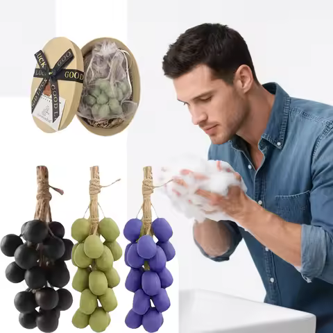 Handmade Grape Soap on a Ropes, Decorative & Aromatic Natural Bar Soap for Hand Wash, Bath, Fresh Ai
