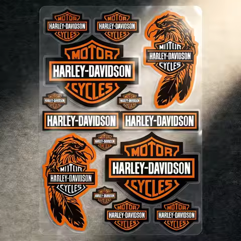Harley Davidson Reflective Emblem Decals - Motorcycle Sticker Kit for Helmet, Tank & Bike