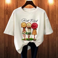 GET FASHION - BAJU KAOS ATASAN WANITA DEWASA PRINT BEST FRIEND BLUS JUMBO T SHIRT CASUAL