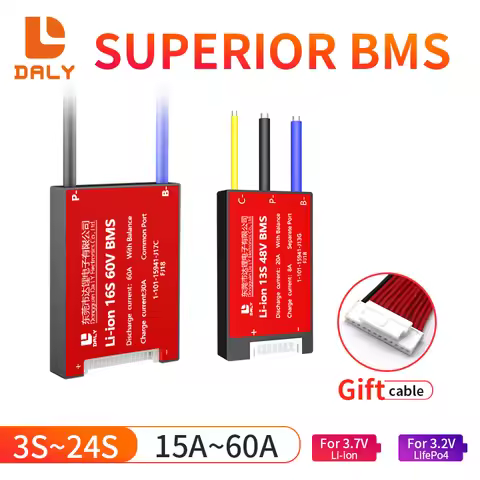 Li-ion And LiFePO4 BMS Active Balance 3S 4S 6S 7S 8S 10S 12S 13S 14S 15S 16S 20S 24S Daly BMS 15A To
