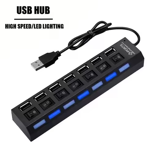 USB Switch Extension HUB 7 Ports USB 2.0 Hub Computer USB Extension Hub USB 2.0 Splitter Accessories