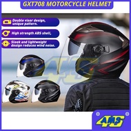 46AMS GXT708 Double Lens Motorcycle Helmet Half Helmet Topi Keledar Motor Kuality Dua Cermin