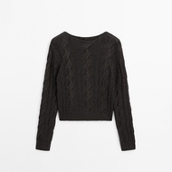 Genuine Spain Massimo Dutti Md Womens Winter Lazy High Sense Twisted Soft Waxy Crew Neck Pullover Sw