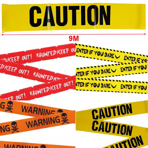7.5cm*9m Halloween Decor Caution Tape CAUTION WARNING Skull Warning Tape Haunted Houses Scene Props 