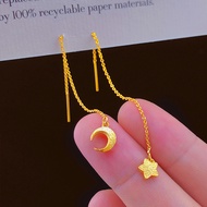 916 Gold Hook Earring  Star Moon Ear Line/ Star Moon Earring Ear Line gold 916