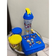 Tupperware Upin Ipin Beverage Set Family Tumbler with Strap (1) 400ml / Snack Cup (2)110ml/Sandwich Keeper