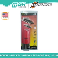 [ GH HARDWARE ] BONDHUS 17195 (HLX15MB) Hex Key L Wrench Set (Long Arm- Chrome) - 15pcs ( 1.27mm - 1