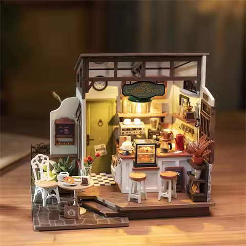 Robotime Rolife NO.17 Cafe 3D Puzzle DIY Miniature Dollhouse Kit Crafts Hobbies Amazing Gift for Wom