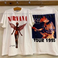 Vintage NIRVANA IN UTERO TOUR 93 tag Bootleg แท้ เสื้อทัวร์ วงร๊อค วินเทจ เสื้อยืดวง