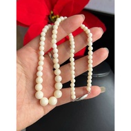 Round white san.ho necklace with beads, 4.8 to 9.5 mm, beautiful and light, 43 cm long, siliver turt