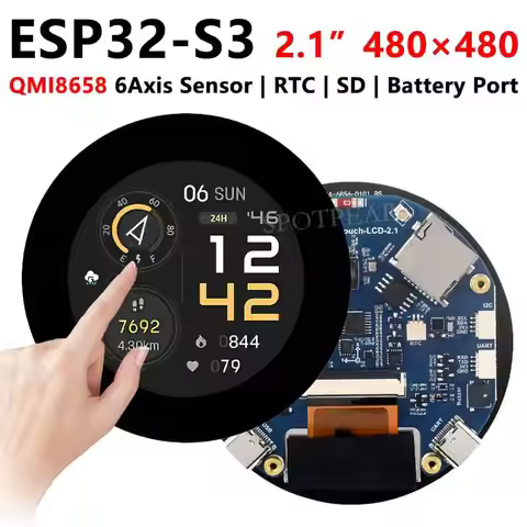 ESP32 S3 2.1 inch LCD Development Board 480x480 Captive TouchScreen Display LVGL HMI With QMI8658C 6