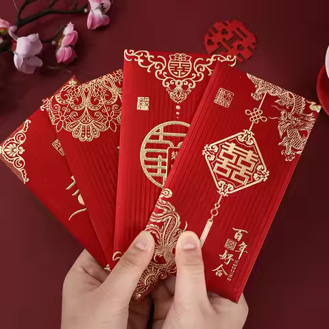 6Pcs Wedding Special New Wedding Red Envelope Thousand Dollar Hard Paper Wedding General Pleasure Le