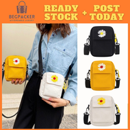 👜 BEGPACKER 👜 Women Chic Vintage Daisy Sling Bag Korean Style Daisy Embroidery Small Canvas Crossbod