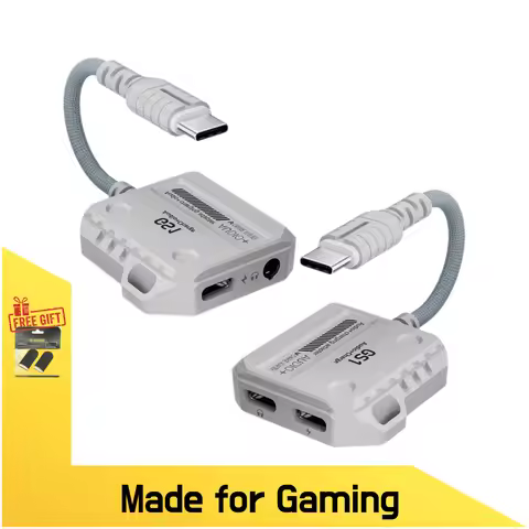 PLEXTONE GS1, USB-C to 3.5mm/USB-C Audio Adapter with 60W Charging, Compatible with iPad Pro/iPhone